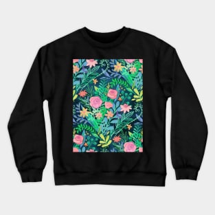 Roses + Green Messy Floral Posie Crewneck Sweatshirt